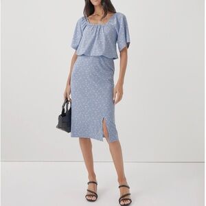 Pact Cornflower Blue Blossoms Luxe Jersey Skirt M